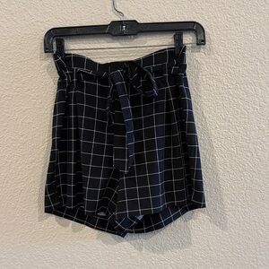 Have Black and White Grid High Waist Shorts
